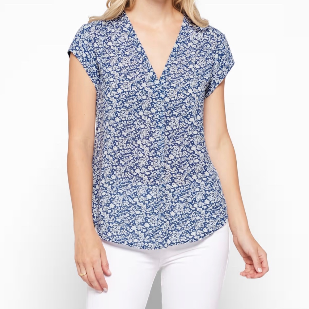 MONDAY FUN Lillian V Neck Blouse | Split Neck Floral | XL | Stitch Fix